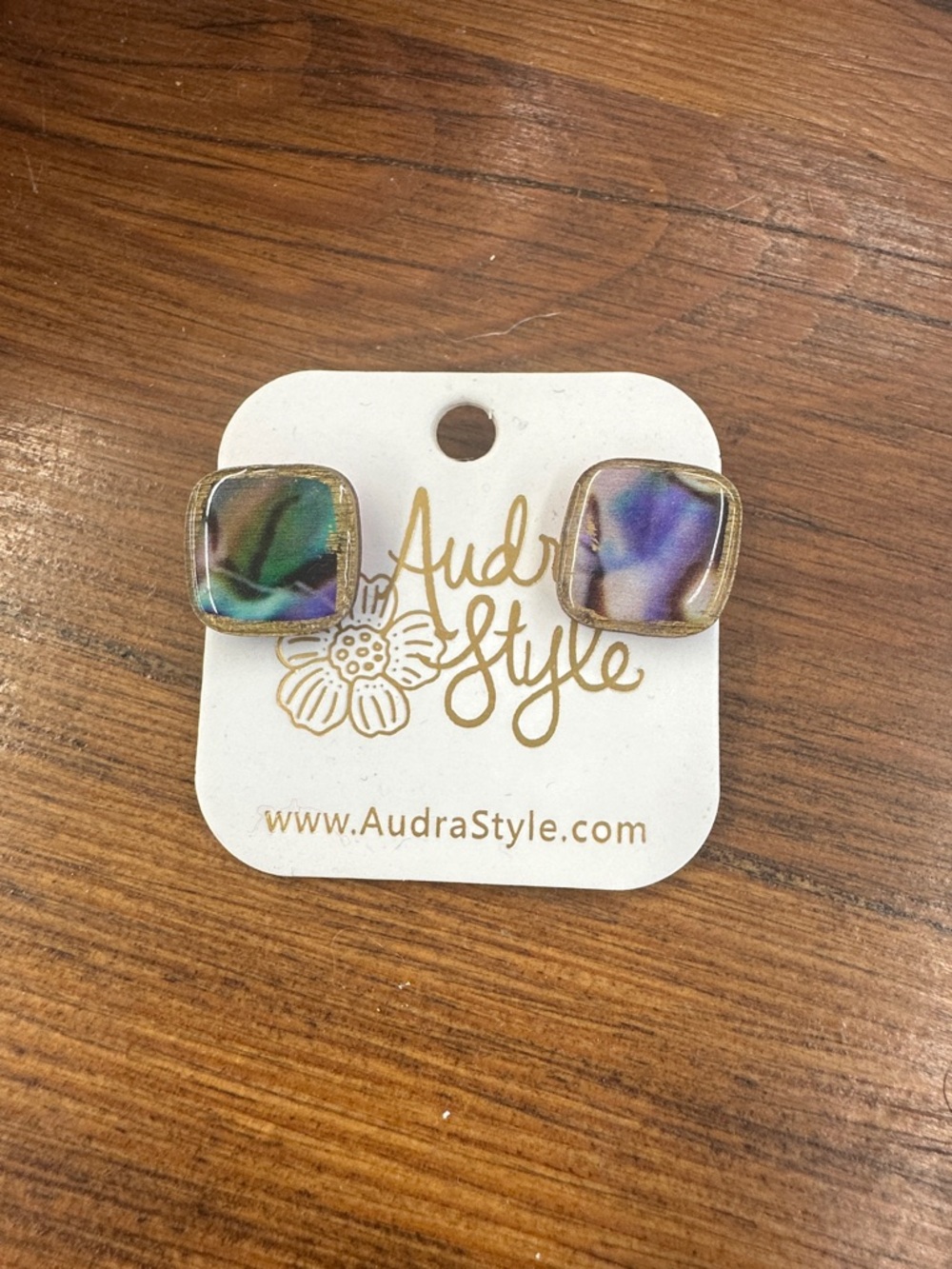 Iridescent Square Stud Earrings - Multicolor